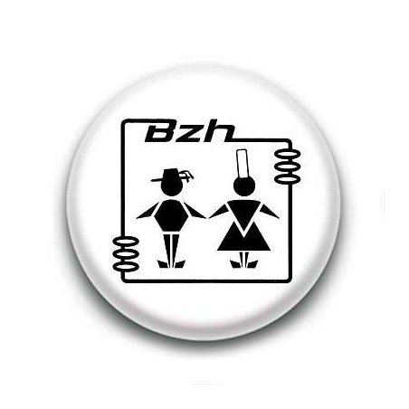 Badge Bzh Avec Personnages Sur Fond Blanc