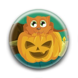 Badge : Citrouille et chat