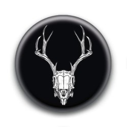 Badge Crâne de Cerf Fond Noir