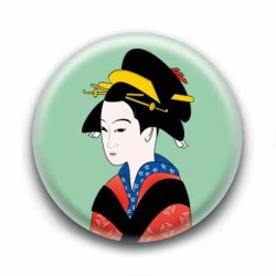 Badge : Estampe d'une Geisha, vert