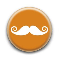 Badge Moustache fond orange