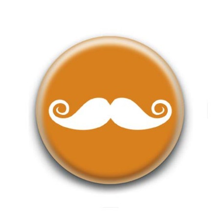 Badge Moustache fond orange