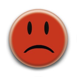 Badge : Smiley insatisfait rouge