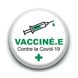 Badge : Vacciné.e contre la Covid-19, croix