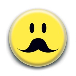 Badge : Smiley moustache classique