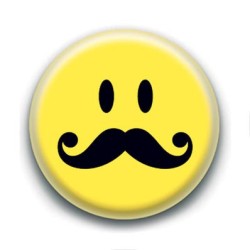 Badge : Smiley moustache longue