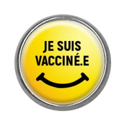 Pins rond : Je suis vacciné.e, smiley