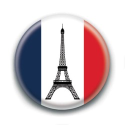 Badge : Drapeau France avec tour Eiffel