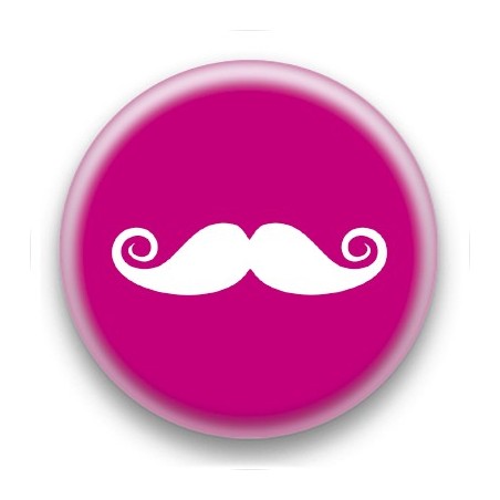 Badge Moustache fond rose