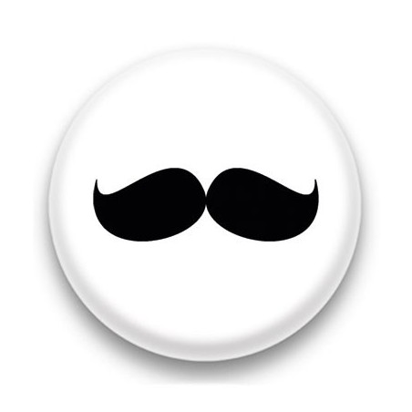 Badge Grosse moustache noire sur fond blanc