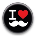 Badge I Love moustache fond noir