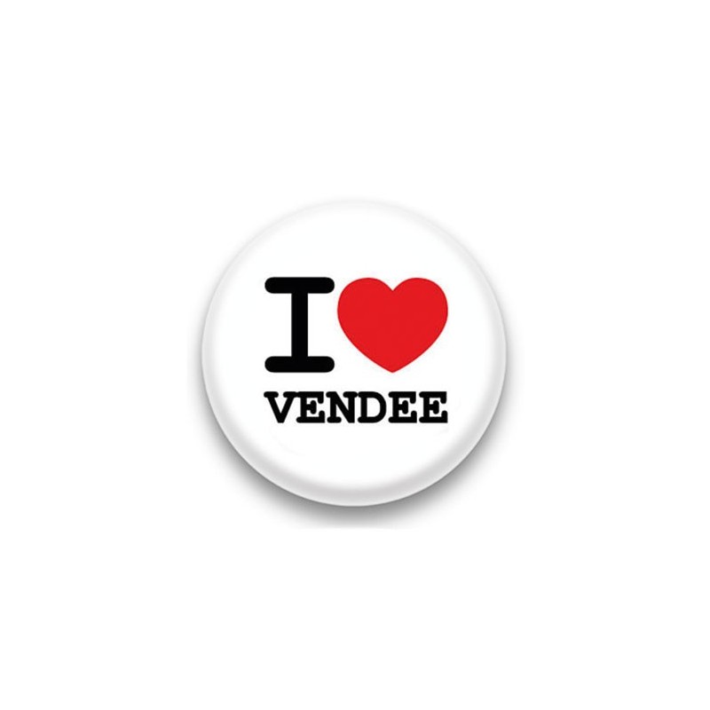 Badge I Love Vendée sur fond blanc