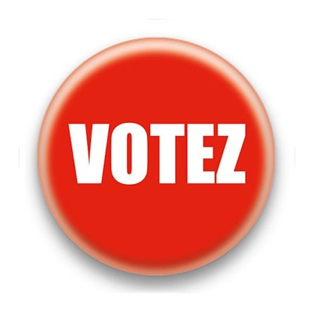 Badge Votez, fond rouge