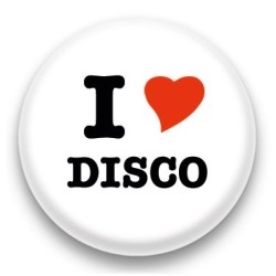 Badge I Love disco fond blanc