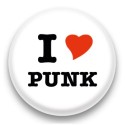 Badge I Love Punk fond blanc