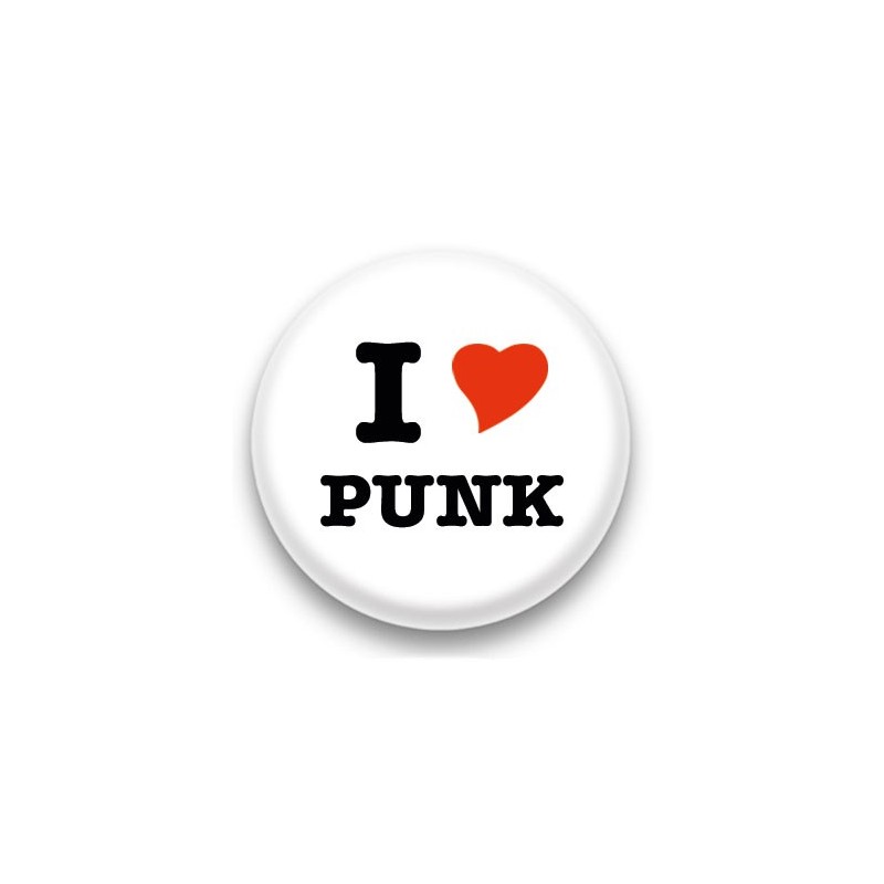 Badge I Love Punk fond blanc