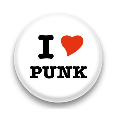 Badge I Love Punk fond blanc