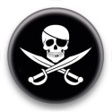 Badge Symbole Pirate fond noir