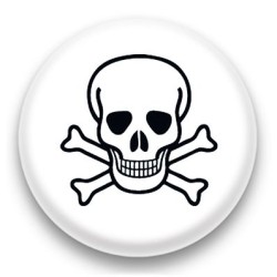 Badge Tête de mort fond blanc