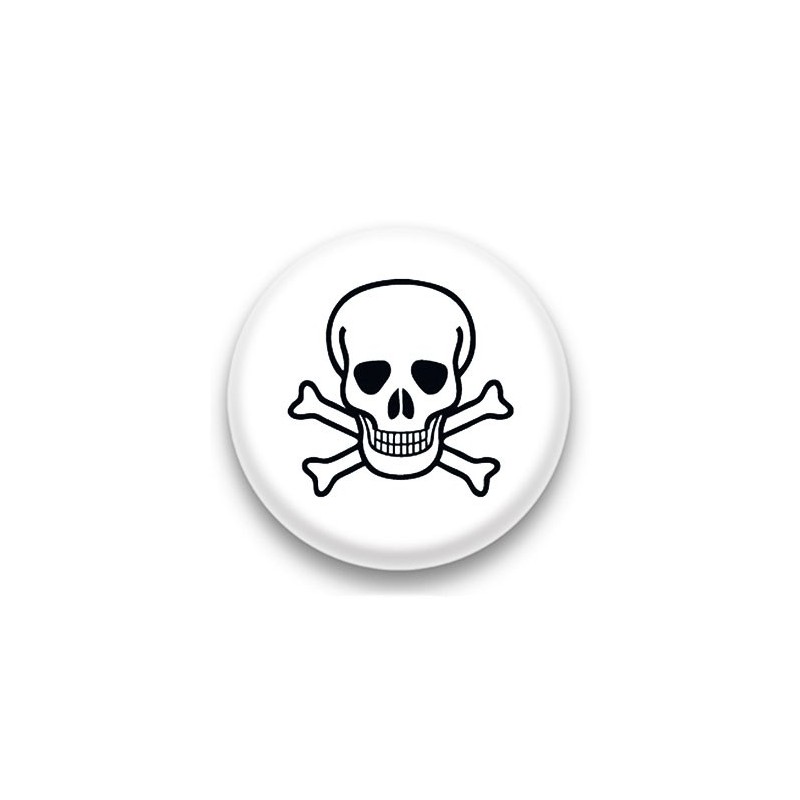 Badge Tête de mort fond blanc