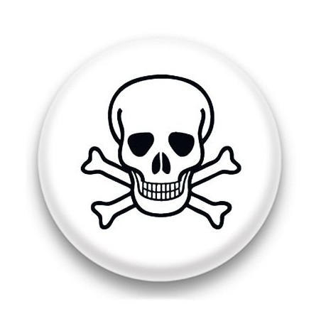 Badge Tête de mort fond blanc