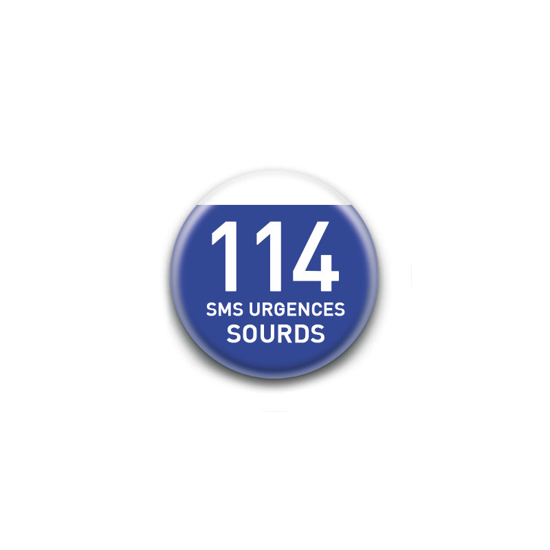 Magnet rond : 114 SMS urgences sourds