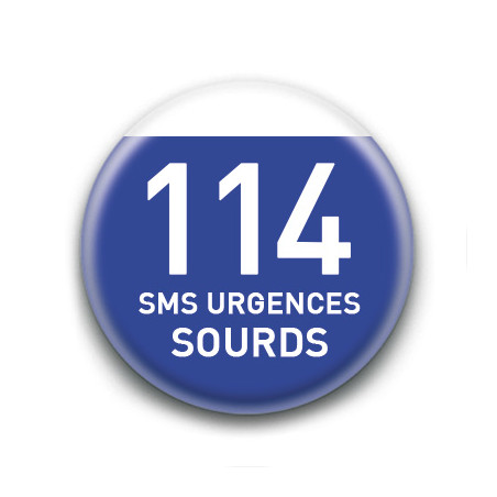 Magnet rond : 114 SMS urgences sourds