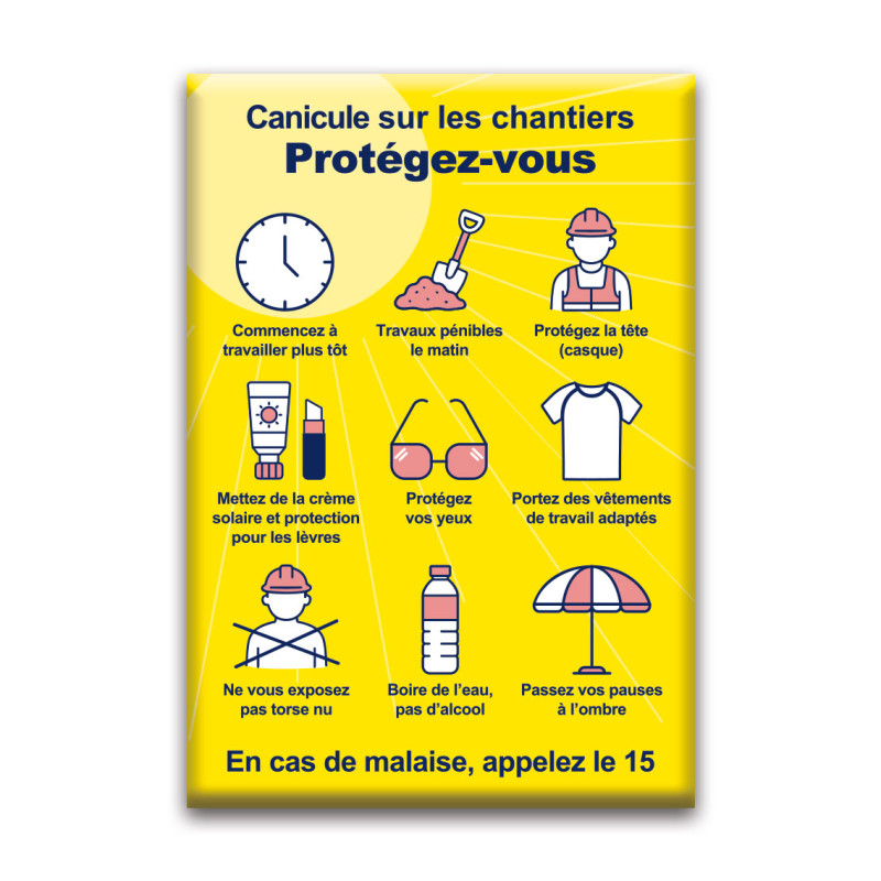Magnet rectangle : Canicule sur les chantiers