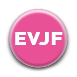 Badge EVJF blanc sur fond rose