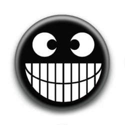 Badge : Smiley grand sourire noir