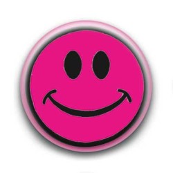 Badge : Smiley centré rose