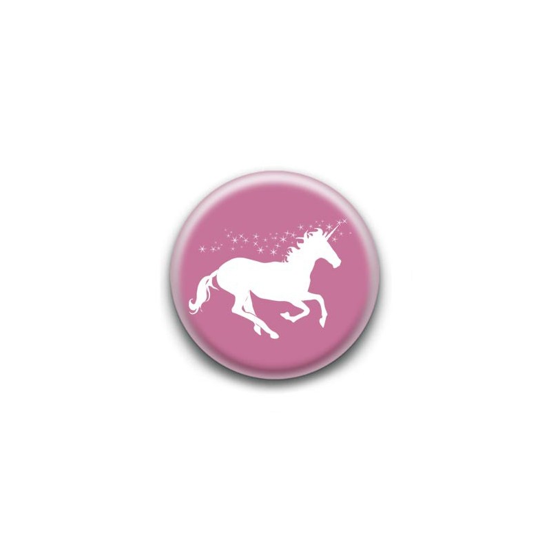 Badge : Licorne, rose et blanc