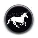 Badge : Licorne, blanc et noir