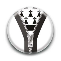 Badge Zip Blanc Drapeau Breton