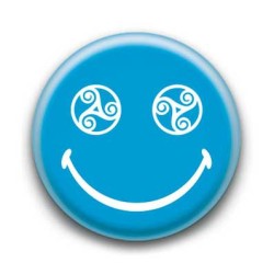 Badge : Smiley triskel bleu