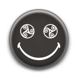Badge : Smiley triskel noir