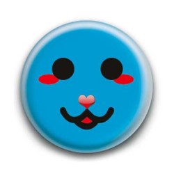 Badge : Smiley chat bleu