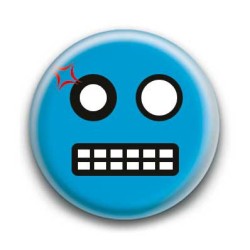 Badge : Smiley colère bleu
