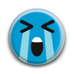 Badge : Smiley effondré bleu