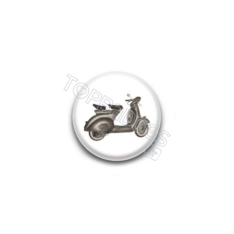 Badge Vespa Noir Et Blanc Fond Blanc 