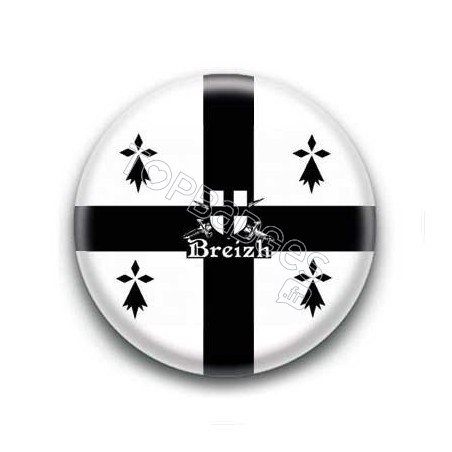 Badge Blason Breizh Sur Fond Blanc