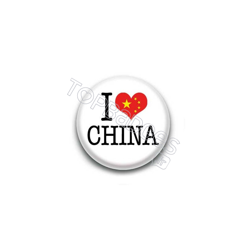 Badge I Love China Sur Fond Blanc