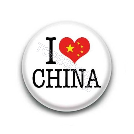 Badge I Love China Sur Fond Blanc