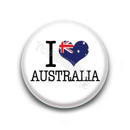 Badge I Love Australia Sur Fond Blanc