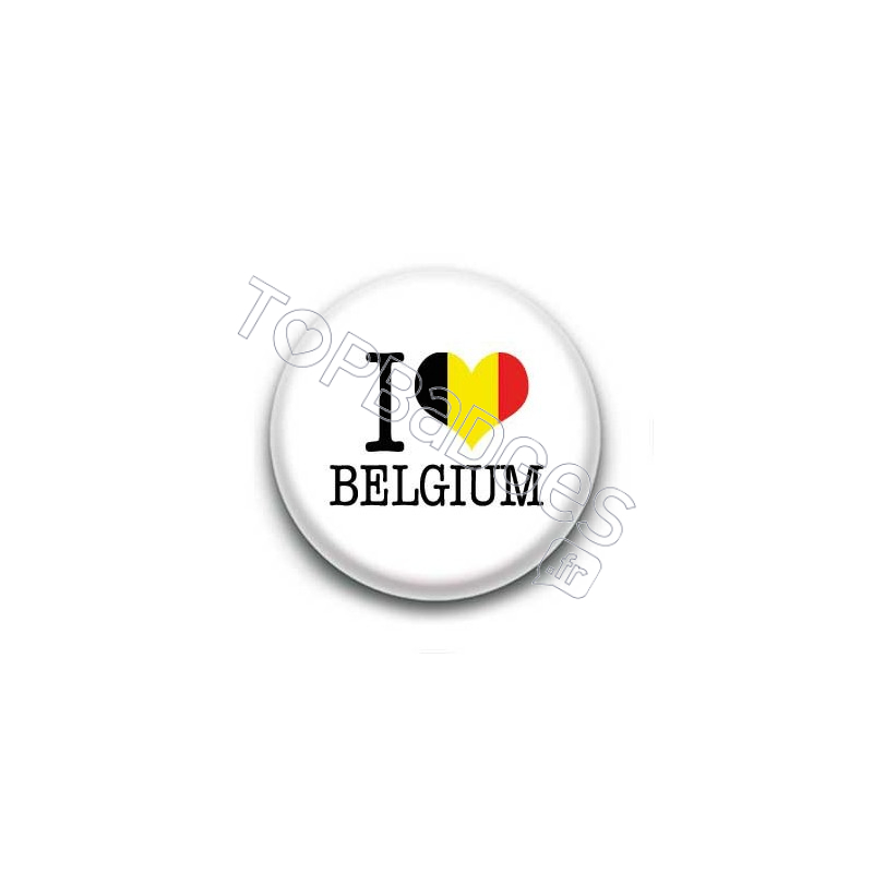 Badge I Love Belgium Sur Fond Blanc