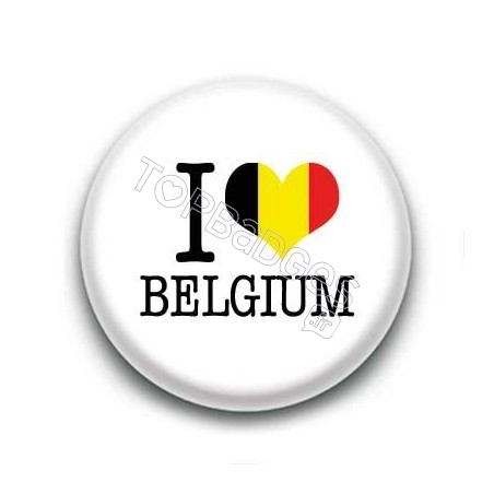 Badge I Love Belgium Sur Fond Blanc
