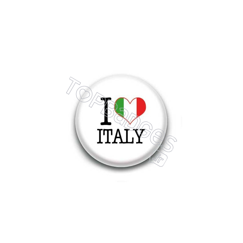 Badge I Love Italy Sur Fond Blanc