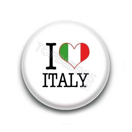 Badge I Love Italy Sur Fond Blanc