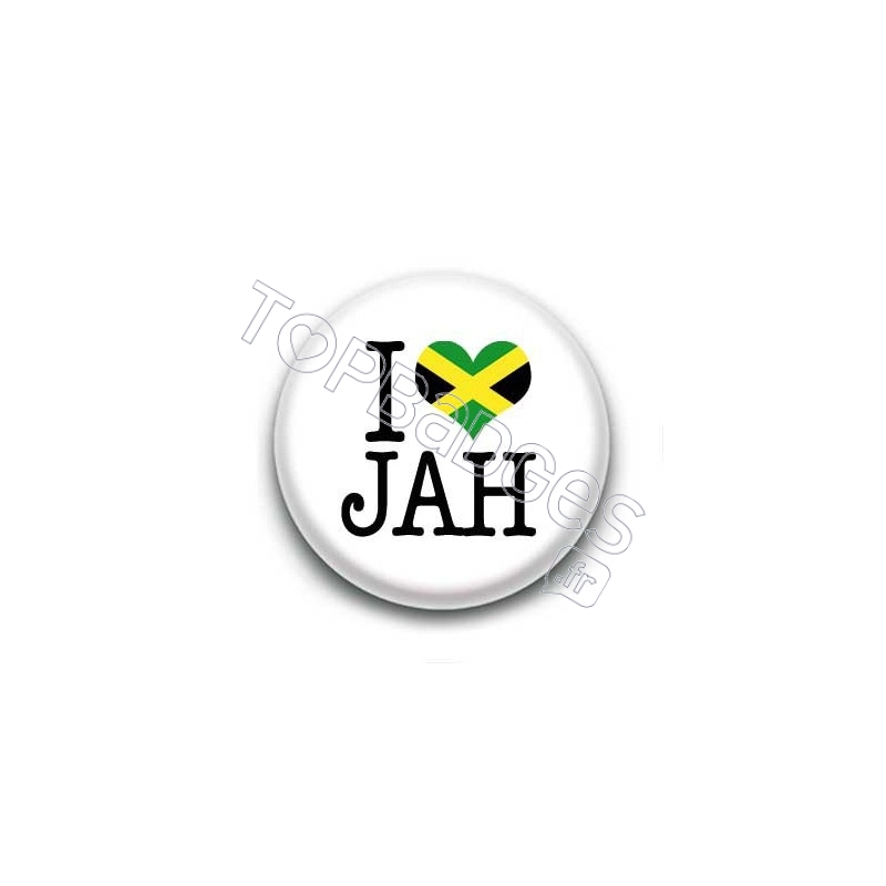 Badge I Love JAH Sur Fond Blanc