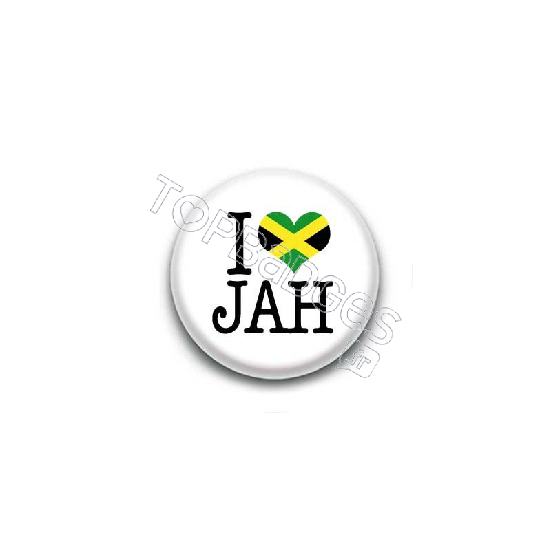 Badge I Love JAH Sur Fond Blanc